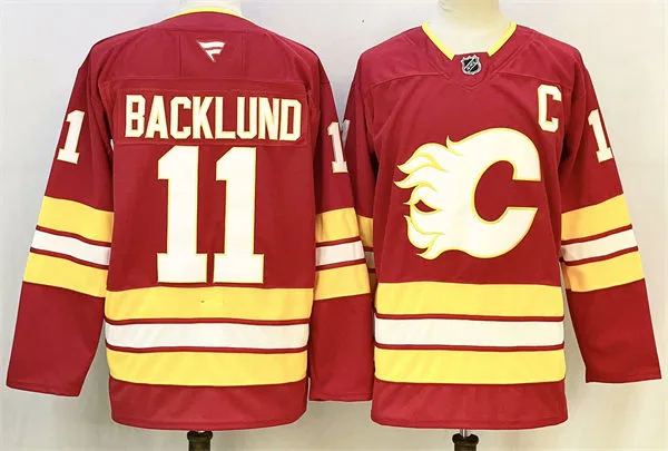 Men's Calgary Flames #11 Mikael Backlund Fanatics Red Home Player Jersey